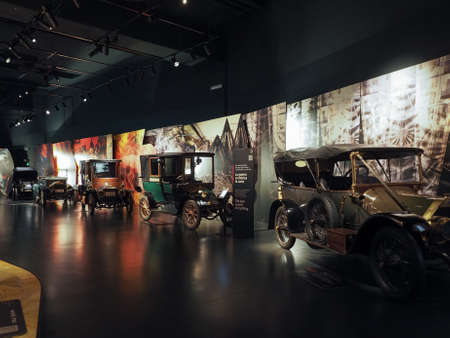 TURIN, ITALY - CIRCA JANUARY 2017: Vintage cars at Museo Nazionale dell Automobile (meaning National Automobile Museum car museum)のeditorial素材