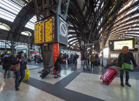 MILAN, ITALY - CIRCA JANUARY 2017: Travellers at Stazione Centrale Central railway stationのeditorial素材