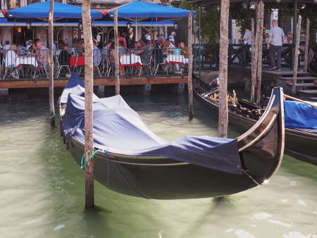 VENICE, ITALY - CIRCA SEPTEMBER 2016: Gondola boat on the Canal Grande (meaning Grand Canal)のeditorial素材