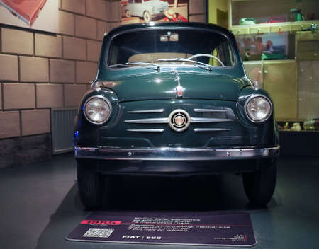 TURIN, ITALY - CIRCA JANUARY 2017: Vintage Fiat 600 car at Museo Nazionale dell Automobile (meaning National Automobile Museum car museum)のeditorial素材