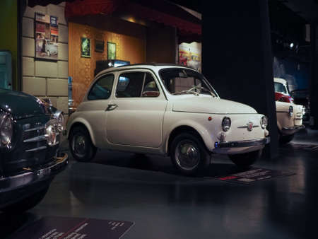 TURIN, ITALY - CIRCA JANUARY 2017: Vintage Fiat 500 car at Museo Nazionale dell Automobile (meaning National Automobile Museum car museum)のeditorial素材