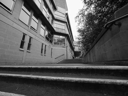 BATH, UK - CIRCA SEPTEMBER 2016: Department of Architecture and Civil Engineering at University of Bath designed by Peter and Alison Smithson architects in black and whiteのeditorial素材