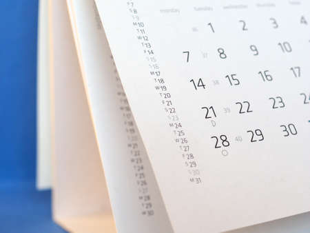 detail of a calendar page with datesの写真素材