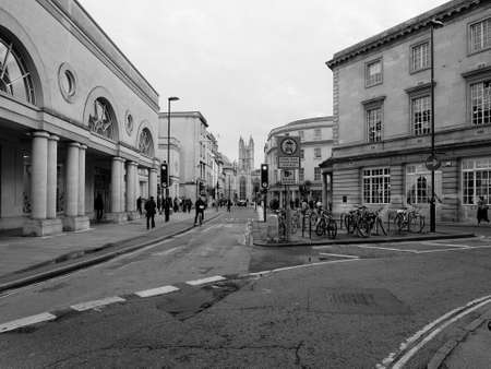 BATH, UK - CIRCA SEPTEMBER 2016: Tourists visiting the city of Bath in black and whiteのeditorial素材