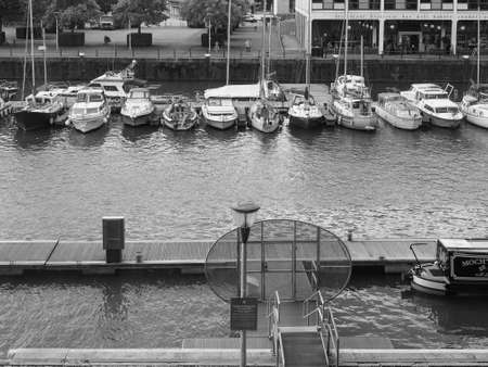 BRISTOL, UK - CIRCA SEPTEMBER 2016: Bristol Harbour (part of Port of Bristol) in black and whiteのeditorial素材