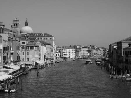 VENICE, ITALY - CIRCA SEPTEMBER 2016: The Canal Grande (meaning Grand Canal) in black and whiteのeditorial素材