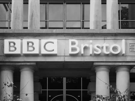 BRISTOL, UK - CIRCA SEPTEMBER 2016: BBC Broadcasting House in black and whiteのeditorial素材