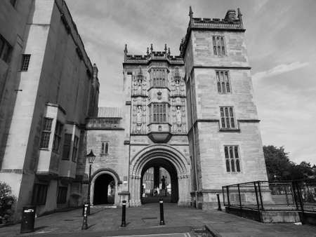 BRISTOL, UK - CIRCA SEPTEMBER 2016: The Great Gatehouse (aka Abbey Gatehouse) in black and whiteのeditorial素材