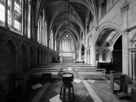 BRISTOL, UK - CIRCA SEPTEMBER 2016: Bristol Cathedral (formally the Cathedral Church of the Holy and Undivided Trinity) in black and whiteのeditorial素材