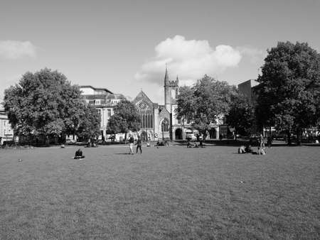 BRISTOL, UK - CIRCA SEPTEMBER 2016: College Green public park in black and whiteのeditorial素材