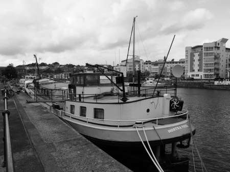 BRISTOL, UK - CIRCA SEPTEMBER 2016: Bristol Harbour (part of Port of Bristol) in black and whiteのeditorial素材