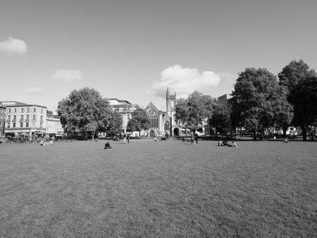 BRISTOL, UK - CIRCA SEPTEMBER 2016: College Green public park in black and whiteのeditorial素材