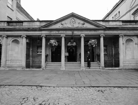 BATH, UK - CIRCA SEPTEMBER 2016: Roman Baths ancient spa in black and whiteのeditorial素材