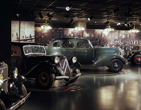 TURIN, ITALY - CIRCA JANUARY 2017: Vintage cars at Museo Nazionale dell Automobile (meaning National Automobile Museum car museum)のeditorial素材
