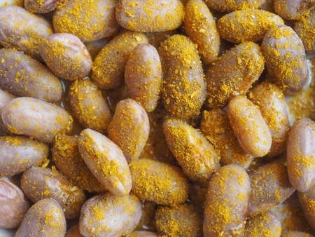 curry crimson beans variety of common bean (Phaseolus vulgaris) aka borlotti beans or cranberry beans legumes vegetables vegetarian foodの写真素材