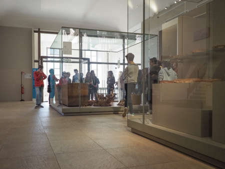 TURIN, ITALY - CIRCA MARCH 2017: Tourists visiting the Museo Egizio (meaning Egyptian Museum)のeditorial素材