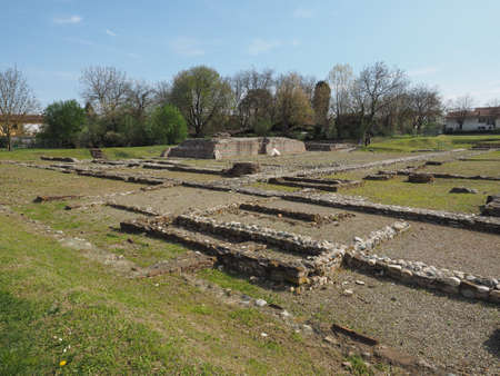 MONTEU DA PO, ITALY - CIRCA APRIL 2017: Ruins of ancient roman town Industriaのeditorial素材