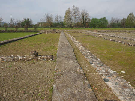 MONTEU DA PO, ITALY - CIRCA APRIL 2017: Ruins of ancient roman town Industriaのeditorial素材