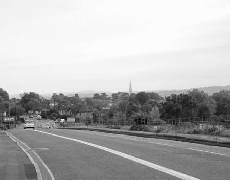 SALISBURY, UK - CIRCA SEPTEMBER 2016: View of the city of Salisbury in black and whiteのeditorial素材