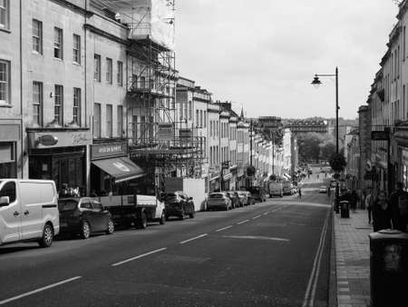 BRISTOL, UK - CIRCA SEPTEMBER 2016: People in Park Street linking the city centre to Clifton in black and whiteのeditorial素材