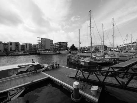 BRISTOL, UK - CIRCA SEPTEMBER 2016: Bristol Harbour (part of Port of Bristol) in black and whiteのeditorial素材