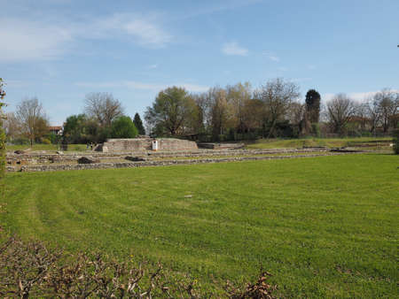 MONTEU DA PO, ITALY - CIRCA APRIL 2017: Ruins of ancient roman town Industriaのeditorial素材