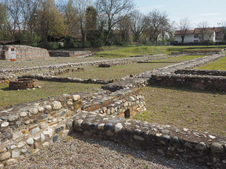 MONTEU DA PO, ITALY - CIRCA APRIL 2017: Ruins of ancient roman town Industriaのeditorial素材