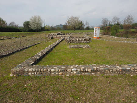 MONTEU DA PO, ITALY - CIRCA APRIL 2017: Ruins of ancient roman town Industriaのeditorial素材
