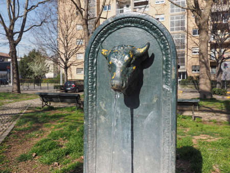 TURIN, ITALY - CIRCA MARCH 2017: Toret (meaning little bull) drinking fountainのeditorial素材