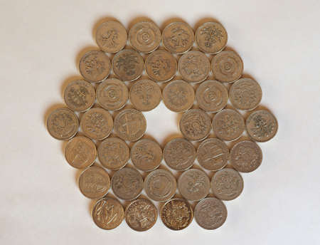 Pound coins money (GBP), currency of United Kingdomの写真素材