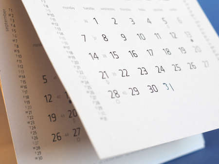detail of a calendar page with datesの写真素材