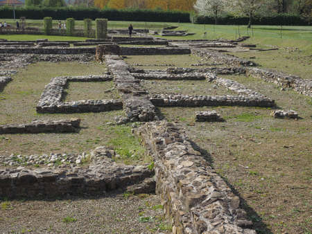 MONTEU DA PO, ITALY - CIRCA APRIL 2017: Ruins of ancient roman town Industriaのeditorial素材