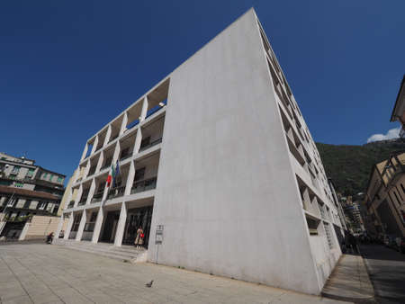 COMO, ITALY - CIRCA APRIL 2017: Casa del Fascio (former National Fascist party seat) aka Palazzo Terragni designed by rationalist architect Giuseppe Terragniのeditorial素材