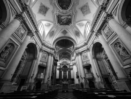 VENICE, ITALY - CIRCA SEPTEMBER 2016: Santa Maria del Rosario (meaning St Mary of the Rosary), commonly known as I Gesuati on the Giudecca Canal in black and whiteのeditorial素材
