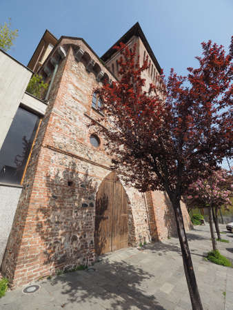 Torre Medievale medieval tower and castle in Settimo Torinese, Italyのeditorial素材