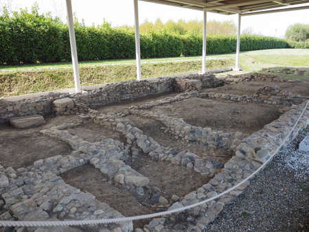 MONTEU DA PO, ITALY - CIRCA APRIL 2017: Ruins of ancient roman town Industriaのeditorial素材
