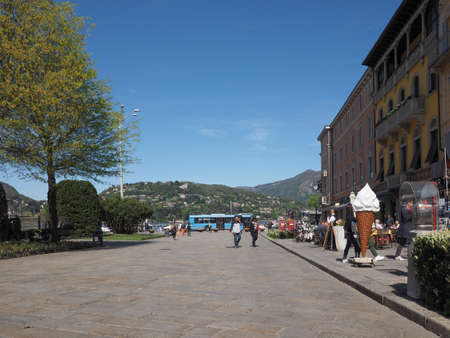 COMO, ITALY - CIRCA APRIL 2017: View of the city centreのeditorial素材