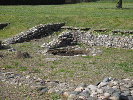 MONTEU DA PO, ITALY - CIRCA APRIL 2017: Ruins of ancient roman town Industriaのeditorial素材