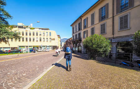 COMO, ITALY - CIRCA APRIL 2017: View of the city centreのeditorial素材