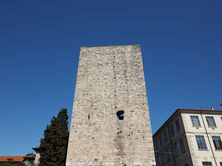 Porta Torre city gate in Como, Italyの写真素材