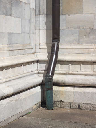 Detail of a copper drainpipe for rain waterの写真素材