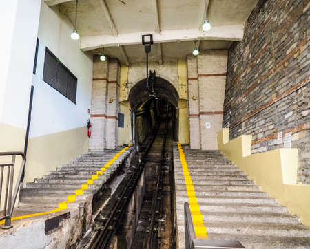 COMO, ITALY - CIRCA APRIL 2017: The Como Brunate funicular railway connects the city of Como with the Brunate hill (HDR)のeditorial素材