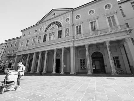 COMO, ITALY - CIRCA APRIL 2017: Liceo Santa Cecilia school in black and whiteのeditorial素材