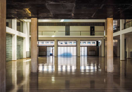COMO, ITALY - CIRCA APRIL 2017: Casa del Fascio (former National Fascist party seat) aka Palazzo Terragni designed by rationalist architect Giuseppe Terragni (HDR)のeditorial素材