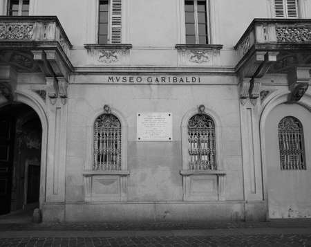 COMO, ITALY - CIRCA APRIL 2017: Museo Garibaldi (Garibaldi Museum) in black and whiteのeditorial素材