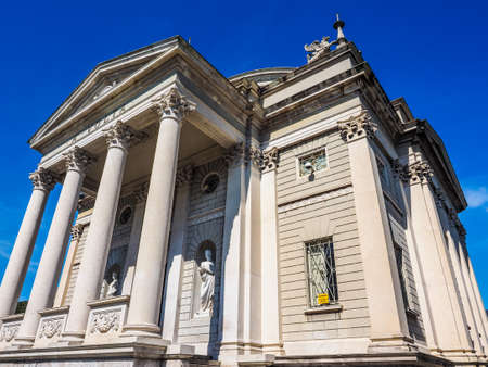 Tempio Voltiano (Volta Temple) museum dedicated to scientist Alessandro Volta inventor of the electrical battery in Como, Italy (HDR)の写真素材