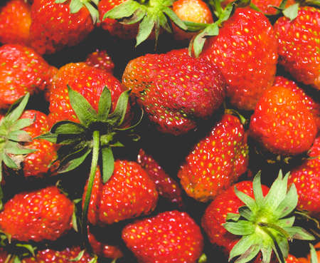 Strawberry fruit useful as a food background, vintage faded lookの写真素材