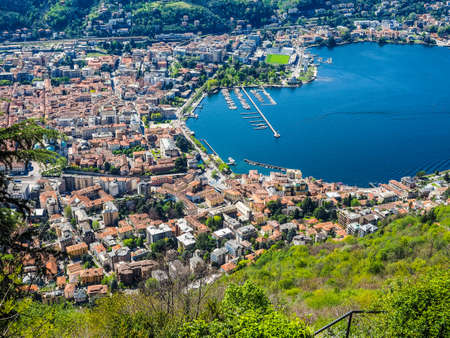 Aerial view of Lake Como, Italy seen from Brunate hill (HDR)の写真素材