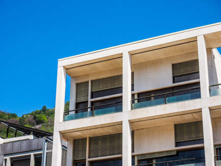 COMO, ITALY - CIRCA APRIL 2017: Casa del Fascio (former National Fascist party seat) aka Palazzo Terragni designed by rationalist architect Giuseppe Terragni (HDR)のeditorial素材
