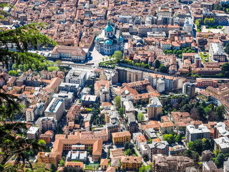 Aerial view of the city of Como, Italy seen from Brunate hill (HDR)の写真素材